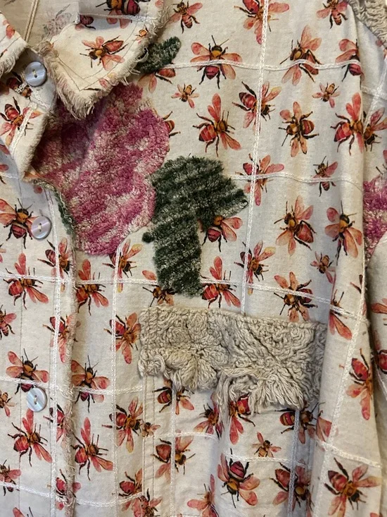 A Rare Bird Floral Patchwork Button-Up Shirt Dress in Pink and Green - Picture 8 of 11